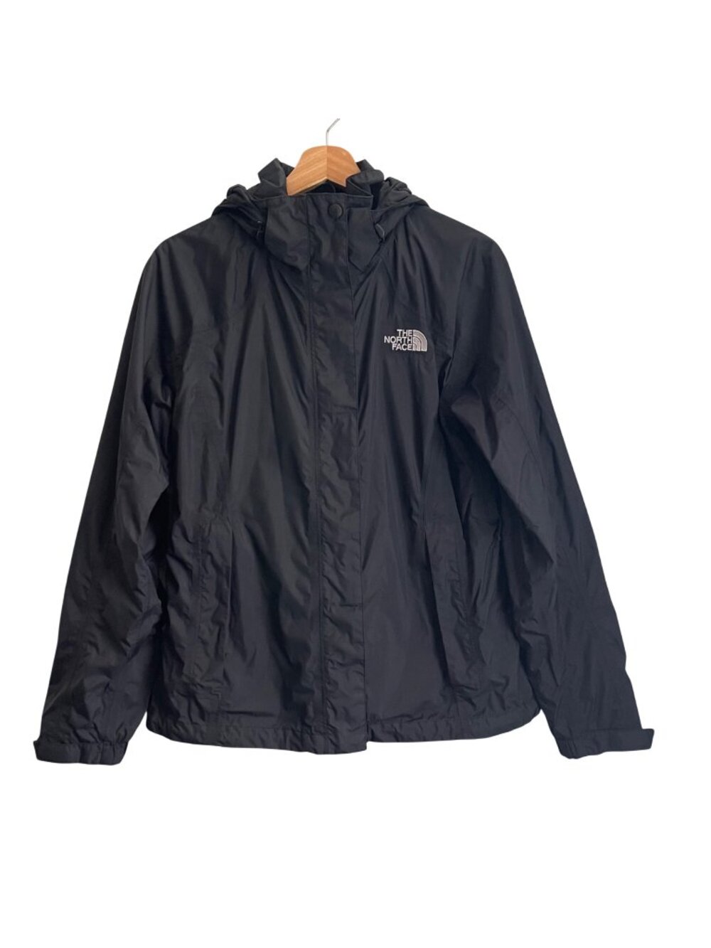 The North Face Womens HyVent Hooded Rain Jacket Size M Black Waterproof Coat